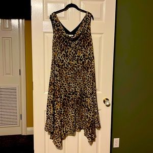 Womens T length Cheetah pattern dress.